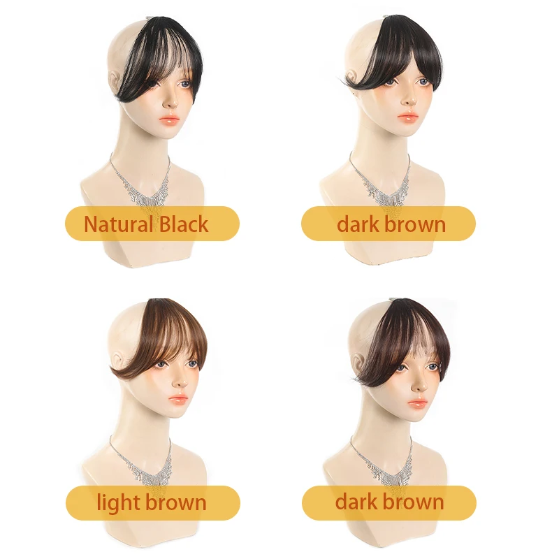 Frange de cheveux synthétiques pour femmes, pour perruque ehead, frange octogonale naturelle, 8 pouces, noir et marron, adaptée à un usage quotidien