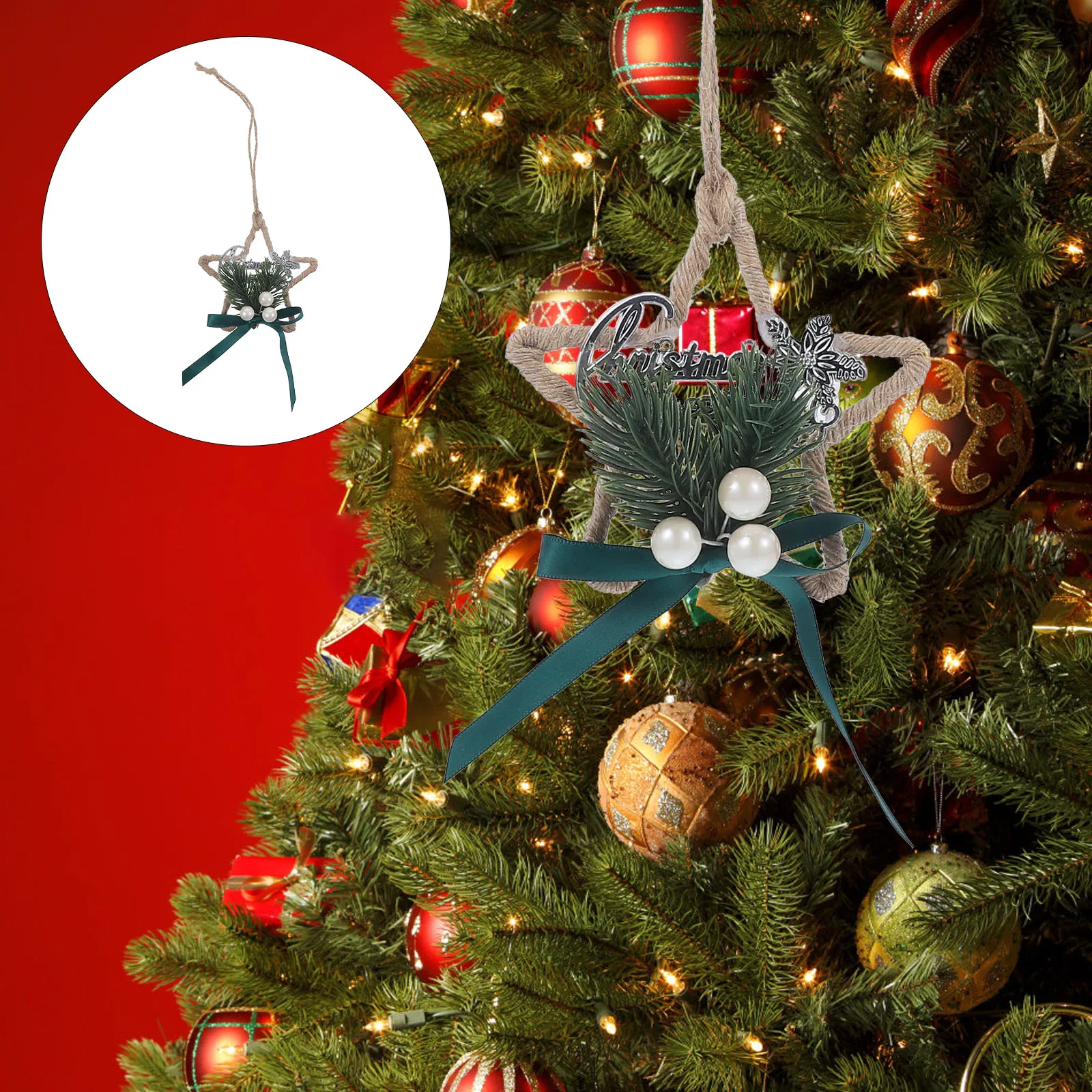 

Christmas Tree Hanging Ornament Pentagram Star Xmas Pendant Smooth Surface Holiday Decoration Party Decor Xmas Tree DIY Ornament