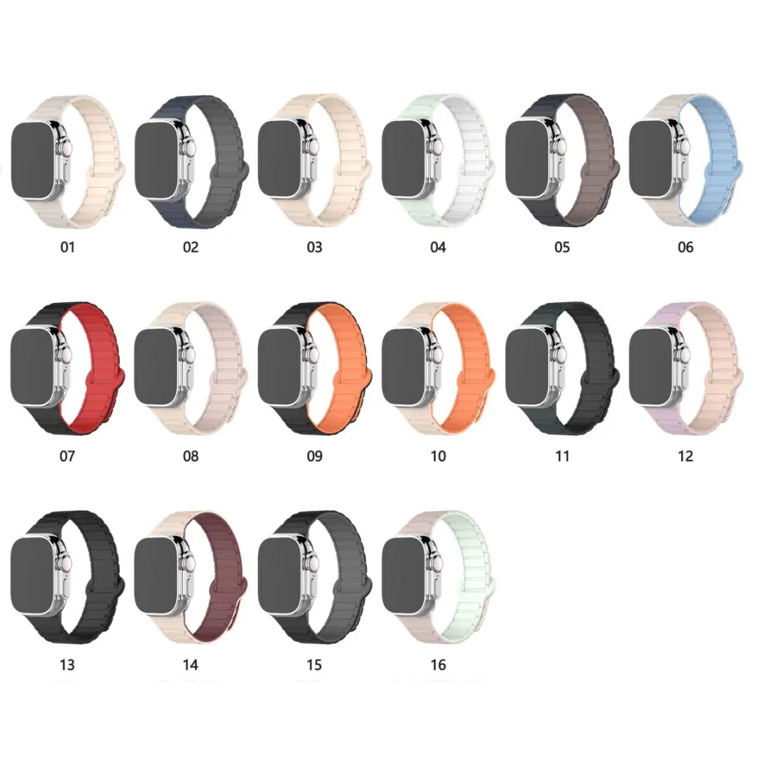 Tali Pita Silikon Lingkaran Magnetik Kompatibel untuk Apple Seri 10 9 8 7 6 5 4 3 2 SE 38 40 42 44 41 45 46 Ultra 2 49Mm