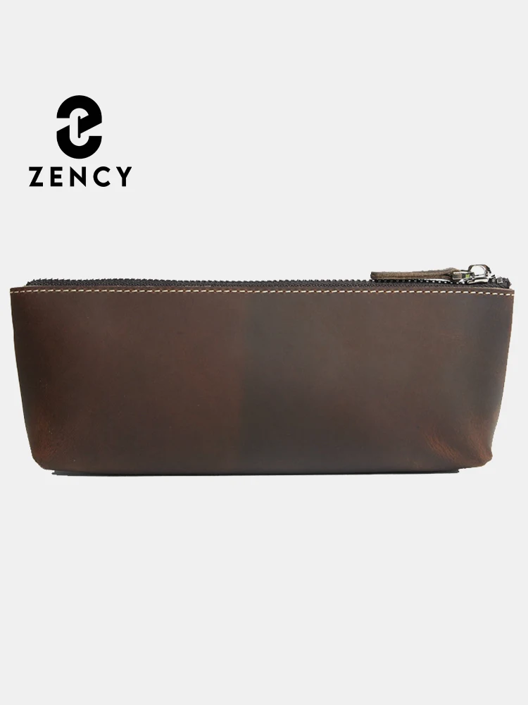 Zency Cosmetic Pockets Cowhide Leather Long Purse Clutch Multi-function Multiple Card Slots Holders Bags Small Coin Bag Unisex