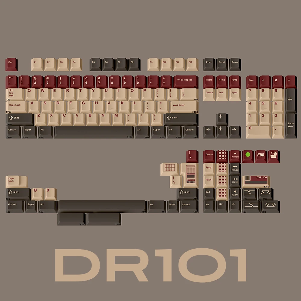 Oryginalny FBB DR101 Keycap 145 klawiszy Retro PBT termosublimacyjna klawiatura mechaniczna niestandardowe PC Esports Gaming oś magnetyczna