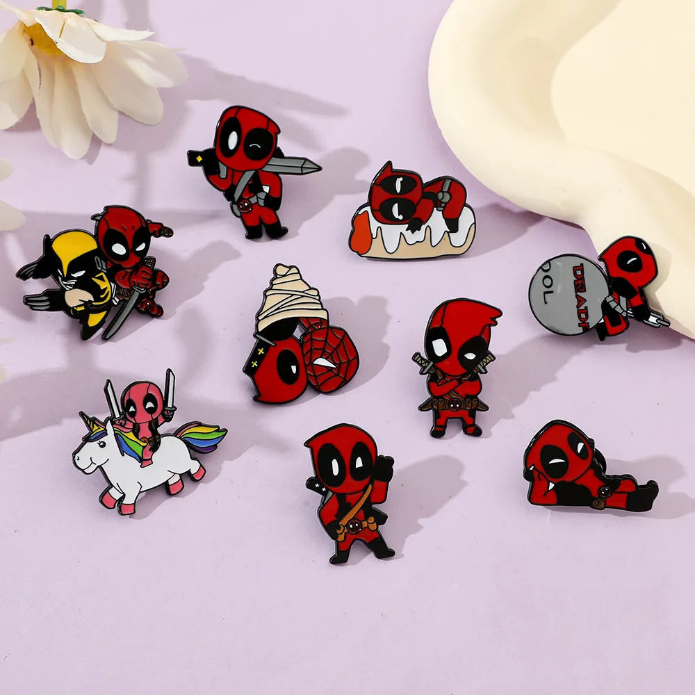 Disney Marvel Cartoon Deadpool Broszka Śmieszne metalowe szpilki Odznaki Akcesoria Biżuteria Prezenty