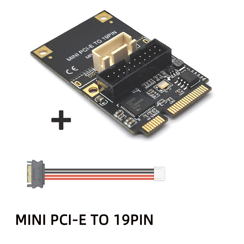 PCIE Mini Ke 19Pin 2Port USB 3.0 Adaptor Kartu Ekspansi Riser Mini PCI Express Ke USB 3.0 5Gbps Papan Konverter Daya 4Pin untuk PC