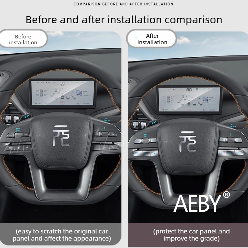 

For BYD ATTO 3 Smart Driving Edition 2022-2025 Steering Wheel Metal Overlay Decal,Anti-Scratch,Car steering Wheel Stickers