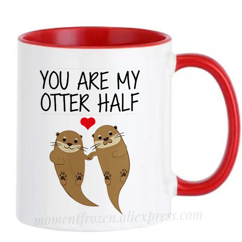 Otter Cups Wedding Bride Bridegroom Fiancee Coffee Mugs Lover Wife Husband Couples Mom Dad Papa Coffeeware Cute Valentines Gifts