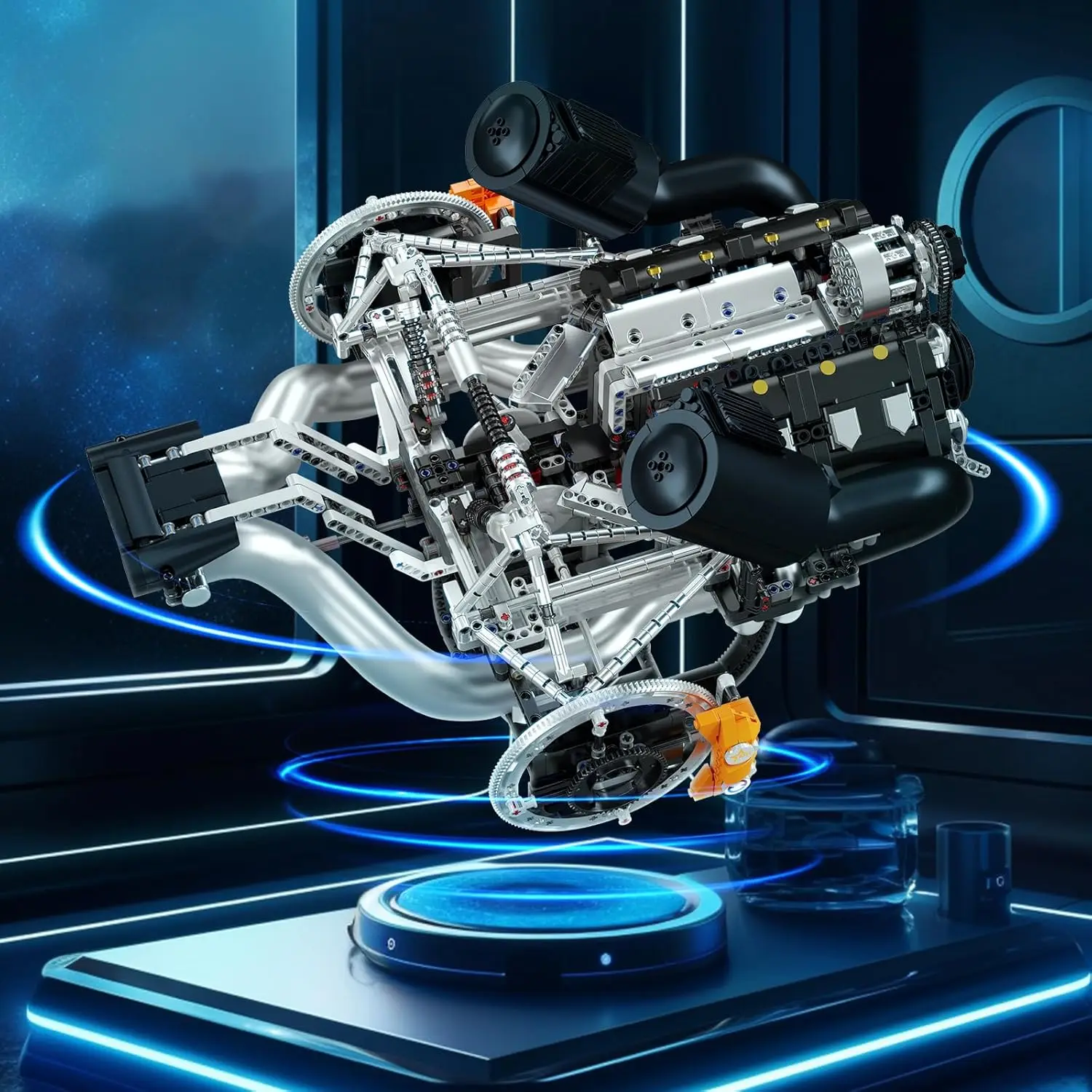 قالب الملك 10248 التقنية JZK V8 فرط المحرك اللبنات الجمعية محرك السيارة الخارقة مجموعات الالعاب الطوب للبالغين