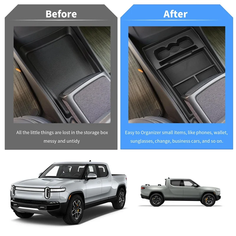 Center Console Organizer Lower Storage Box Organizer for Rivian R1T R1S 2022 2023 Accessories