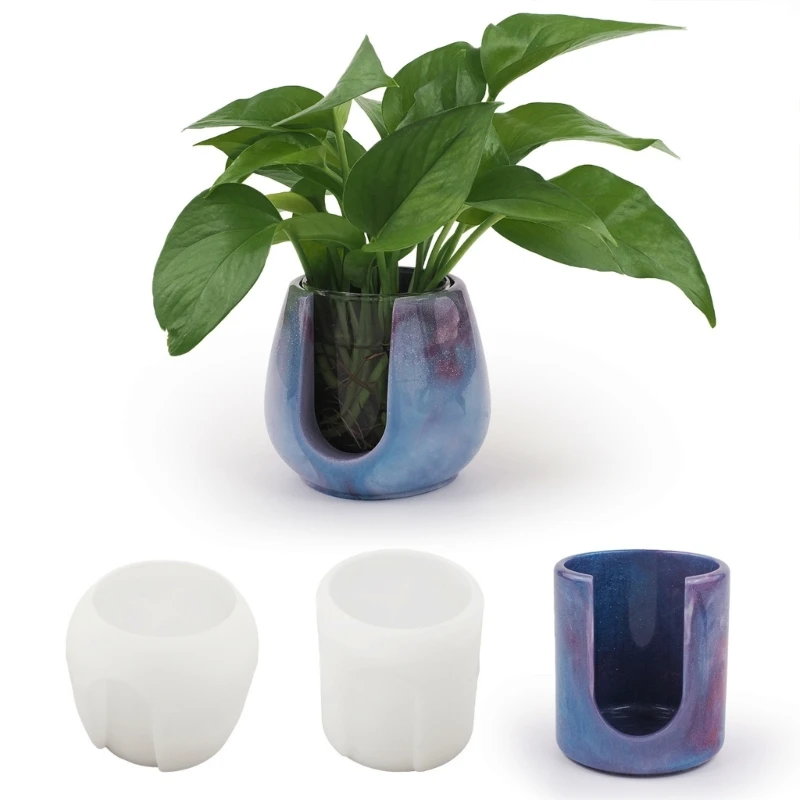 Easy to Use Hydroponic Flower Pots Mold with Elegant Designs Sturdy Silicone for Enhanced Plant Display Casual Use C1FC