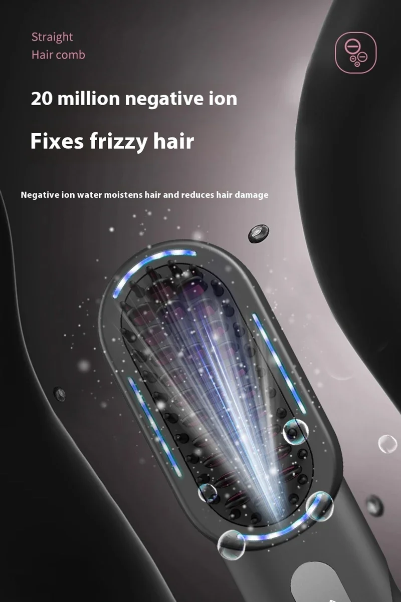 Wireless Straight Curling Hair Comb Heating Negative Ion Hair Straightener Rechargeable Anti-scalding Electric Hair Care Brushes