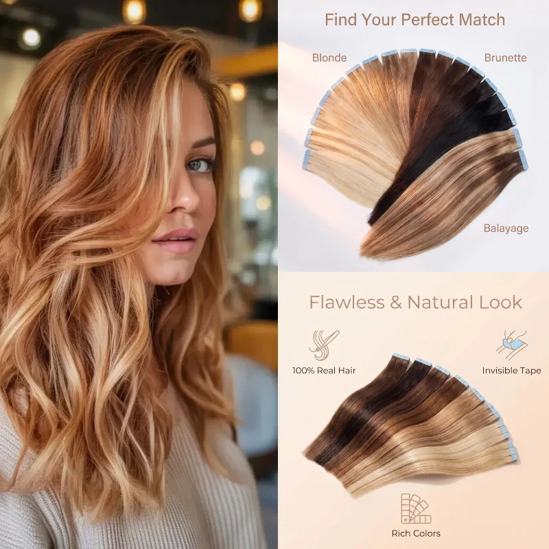 100-human-hair-tape-in-extensions-20pcs-14inch-4-30-30g-for-party-volume-boost-daily-wear-wholesale-dropship