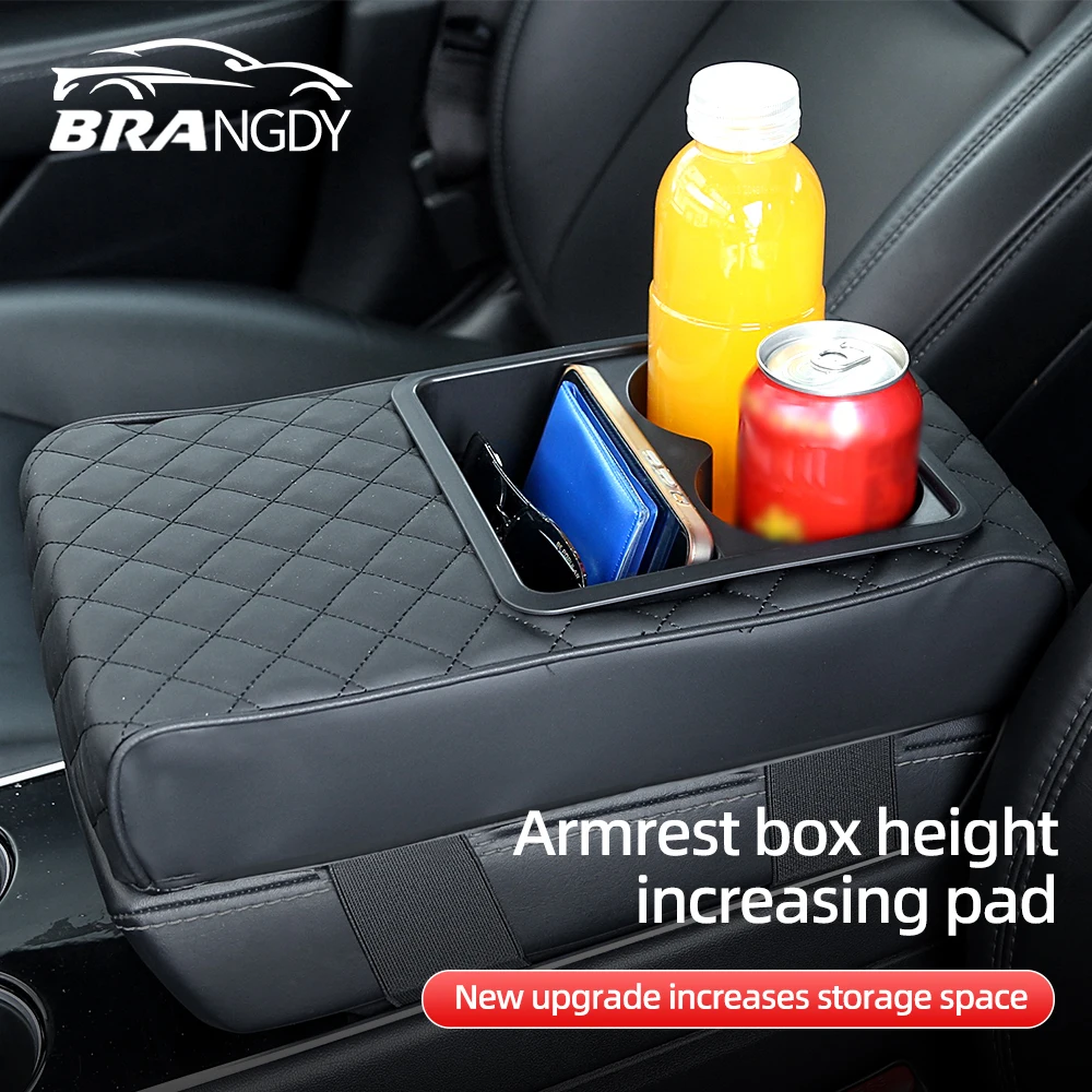 Auto Center Console Armrest Pillow Arm Rest Cover Memory Foam Car Armrest Cushion with Cup Holder Armrest Booster Cushion Univer