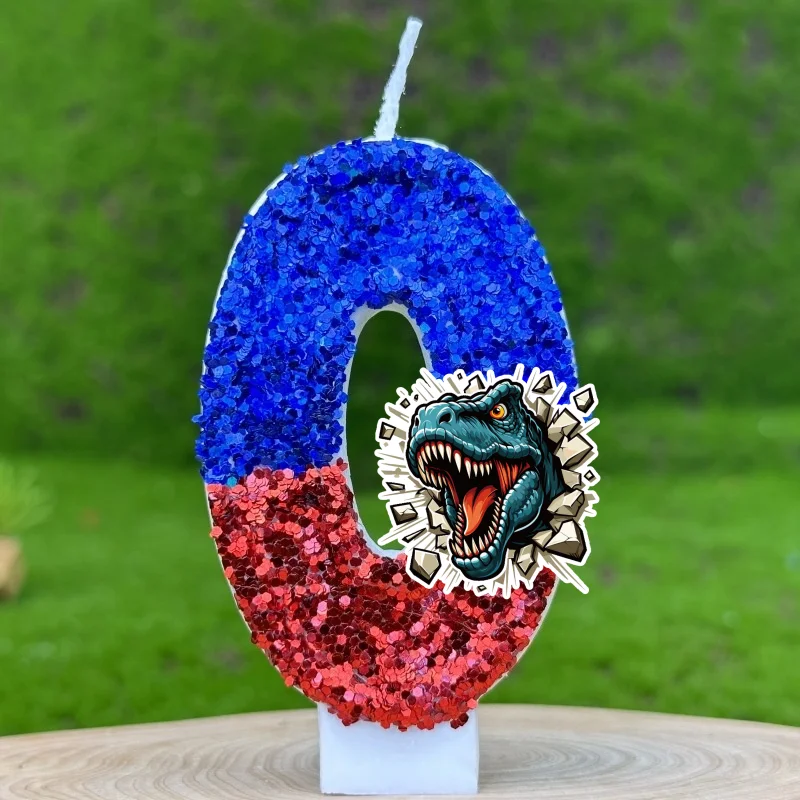 Jurassic Dinosaur T-Rex Digital Candle Number 0-9 Kid Birthday Cake Decoration Supplies Cartoon Anime Party Accessories Supplies