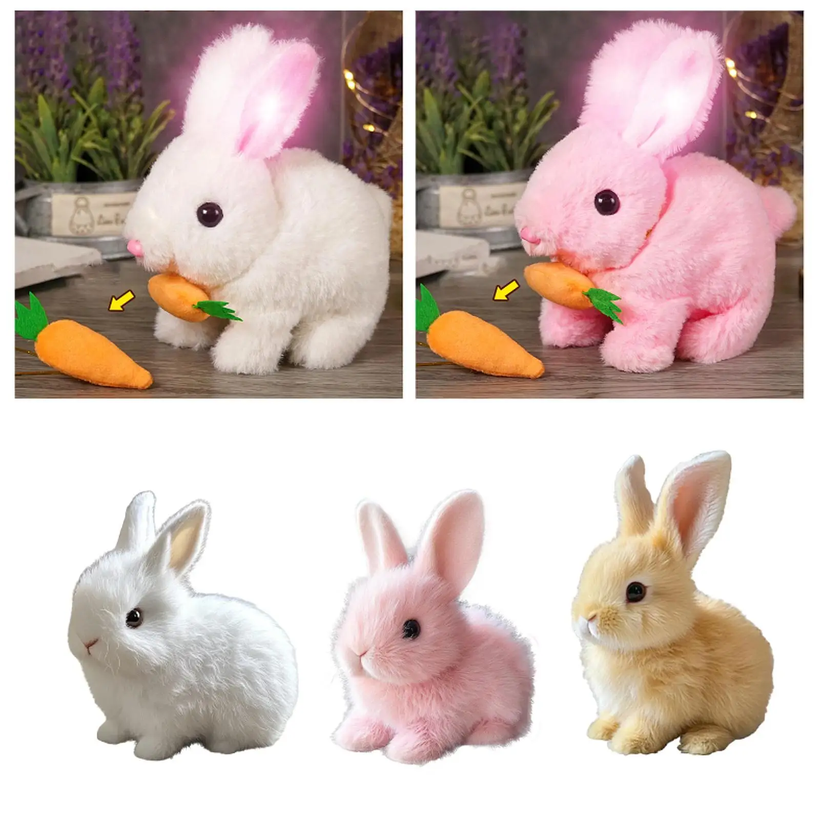 Lapin en peluche électronique, compagnon de carottes, Animal en peluche pour nourrissons