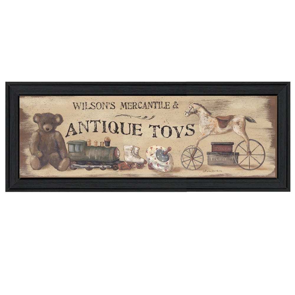 

Pam Britton Antique Toys Printed Wall Art Black Frame Ready to Hang Handcrafted Fade Resistant Coating MDF for Modern Decor