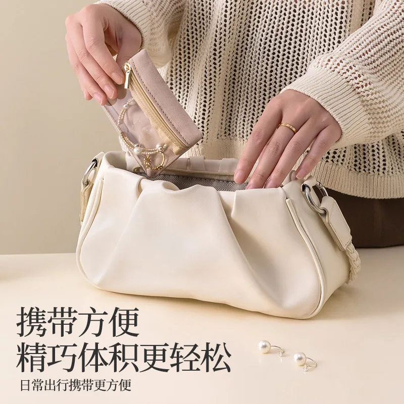 حقيبة مجوهرات مخملية للأقراط والخواتم والأساور، حقيبة تنظيم مجوهرات السفر المحمولة الممتازة