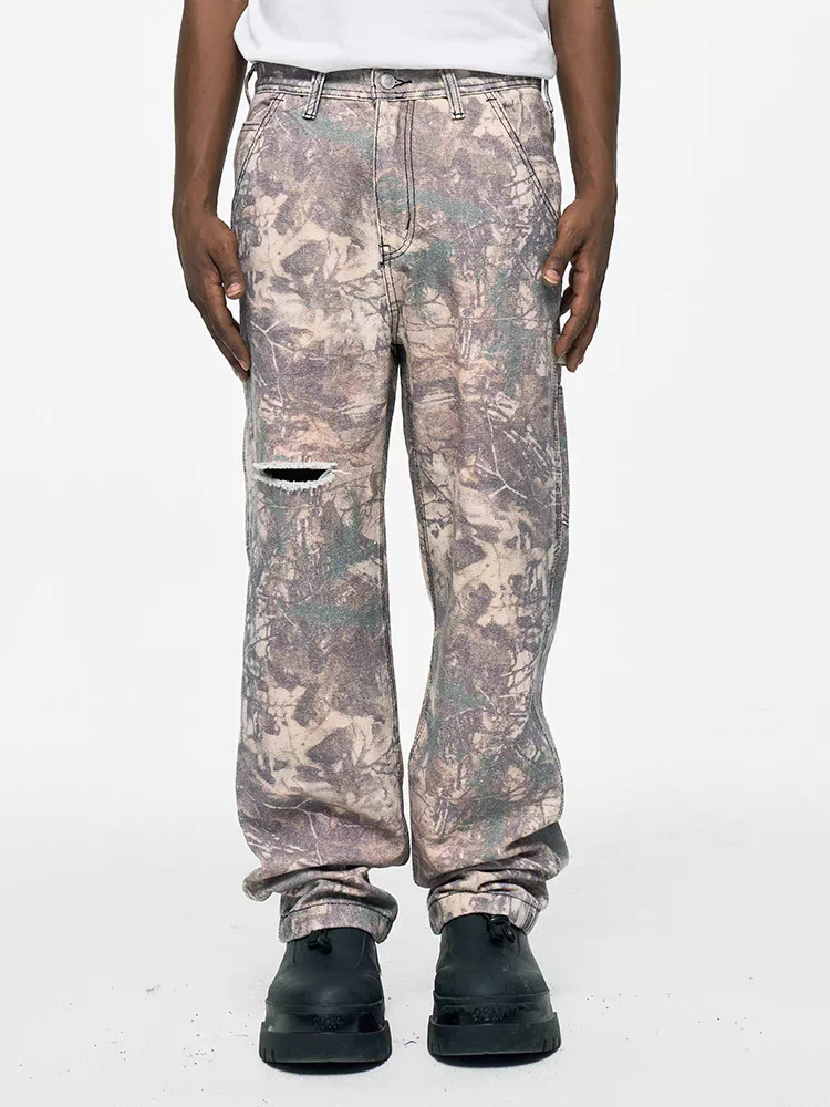 2025 Trashy Y2K 2000S Streetwear Vintage Grau Baggy Zerrissene Jeans Hosen Für Männer Kleidung Hip Hop Lange Hosen Pantalones hombre – Detail 11