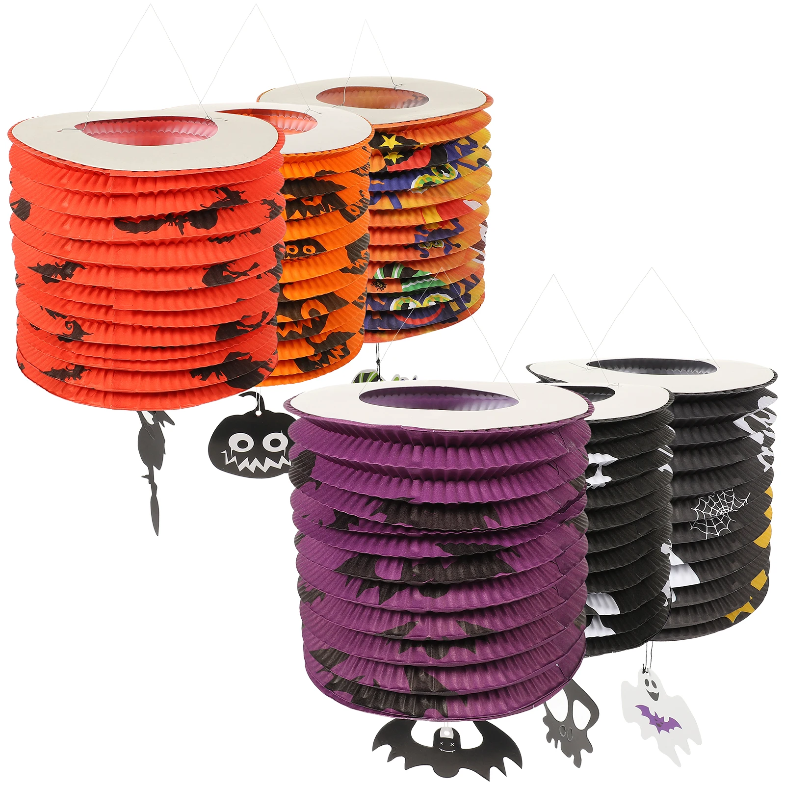 

6 Pcs Assorted Hanging Paper Lanterns Colors Collapsible Wire Frame for Indoor Outdoor Folding Paper Lanterns Decor