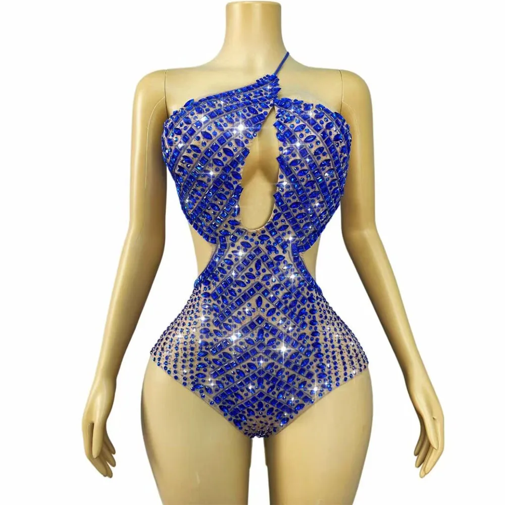 Sexy, rückenfreier, glitzernder Strass-Mesh-Bodysuit für Damen – ideal für Club, Party, Sänger, Tänzer, Auftritte, Fotoshootings und Bühnenoutfits
