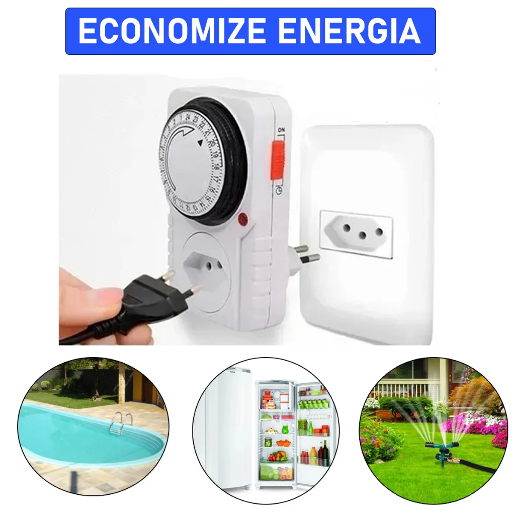 Temporizador Analógico Timer Manual Tomada Liga Desliga Energia 110v / 220v Tomada Inteligente