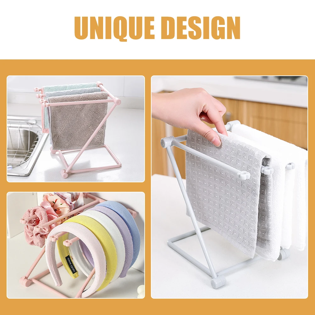 

3 Pcs Kitchen Towel Rack Dish Cloth Holder Foldable Drying Rack Sink ganizer Countertop Storage Drain Sponge Rag St Blue Gray