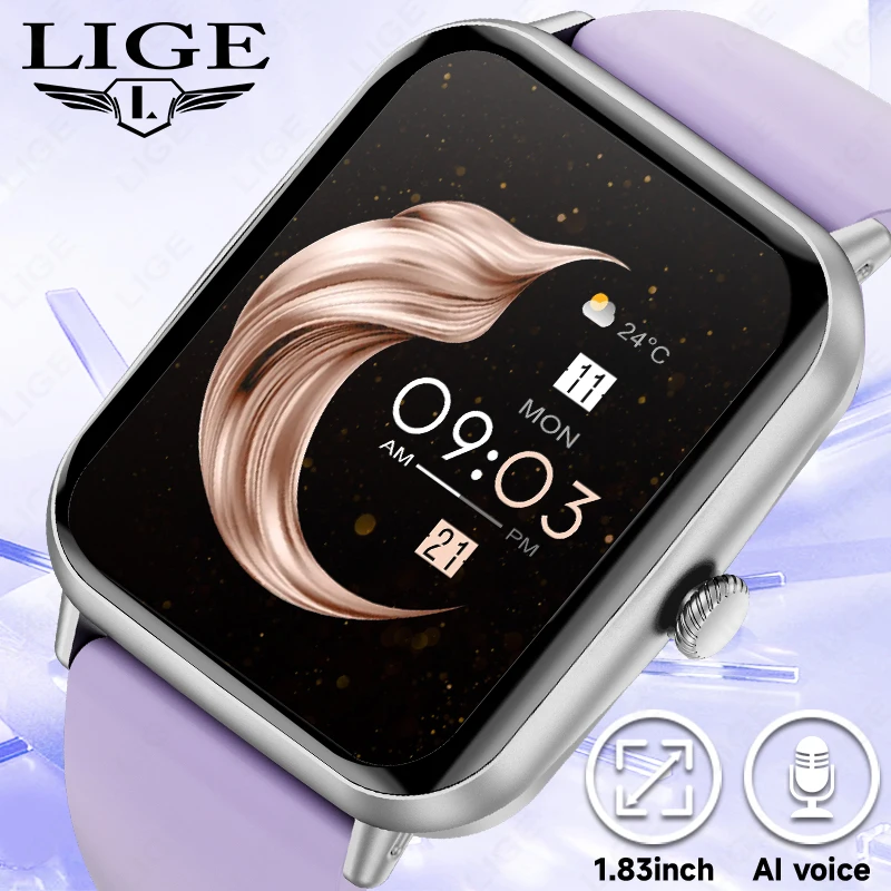 

LIGE New Men's Watch 1.83-Inch SOS Sports Fitness Tracker Heart Rate Blood Oxygen Women Smart Watch Waterproof For Android IOS