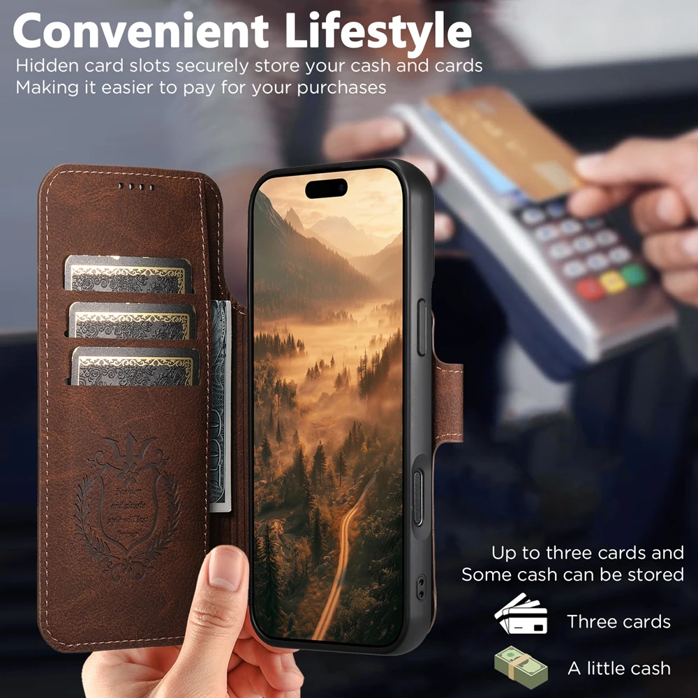 2 in 1 Detachable Wireless Charging Leather Wallet Flip Case for IPhone 18 17 Promax 16 Pro Max 15 Plus 14 13 12 Phone Cover view 4