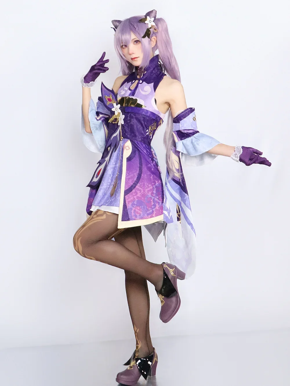 Genshin Impact Keqing Cosplay Kostüm Erwachsenen Karneval Uniform Perücke Anime Halloween Party Kostüme Maskerade Frauen Spiel