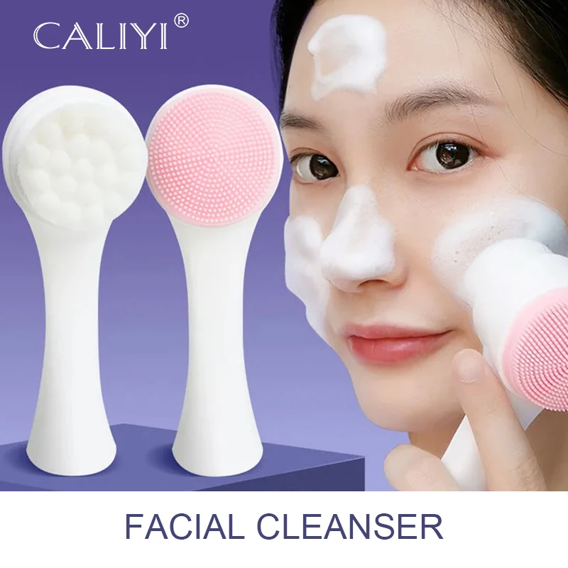 

Facial Brush Double Sided Face Pore Cleaner Blackhead Removing Skin Care Product Makeup Remover Travel Essentials Exfoliator