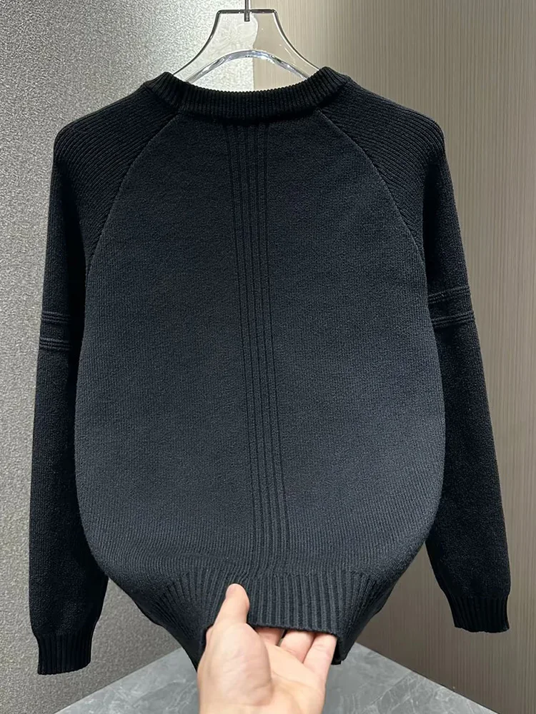

Casual round Ne Knitted Sweater Men's Autumn Winter Faion Pure Color Knitwear Versatile Leisure Inner Wear Polyester Fiber