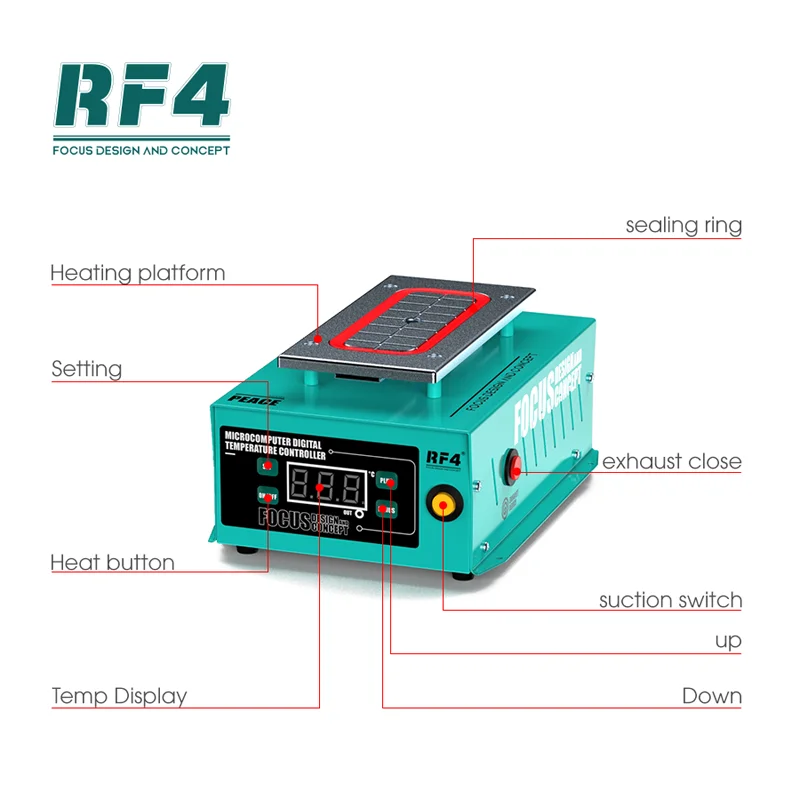 RF4 Peace Powerful LCD Separator Machine Build-in Vacuum Pump Kit LCD Display Super Suction Repair Refurbishment