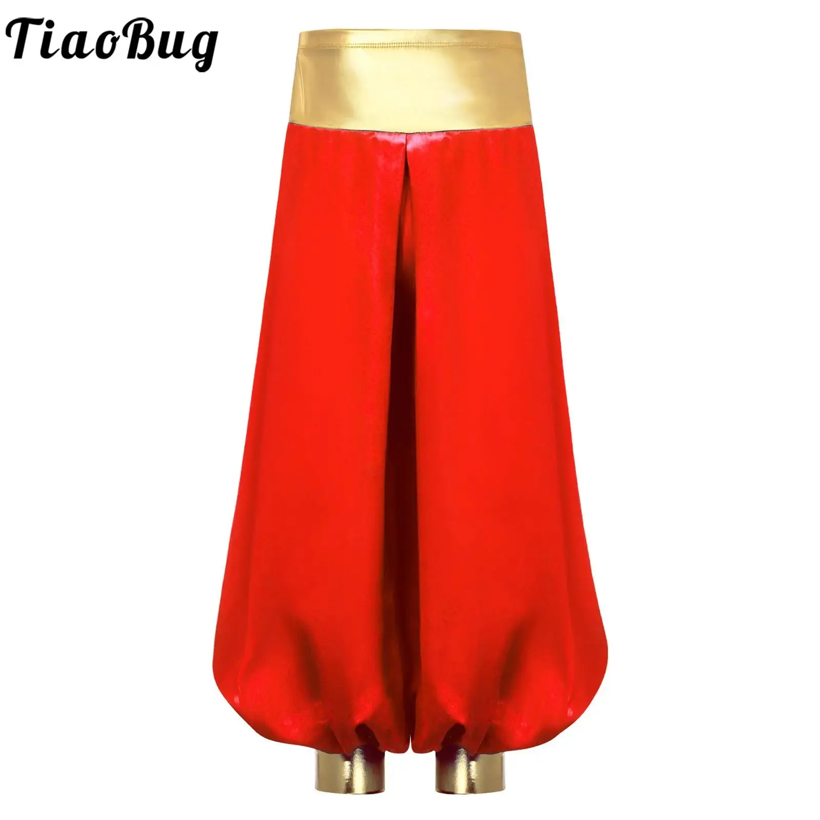 

Boys Arabian Prince Harem Pants Cosplay Costume Metallic Shiny Lantern Trouser Halloween Carnival Dress Up Hippie Costumes