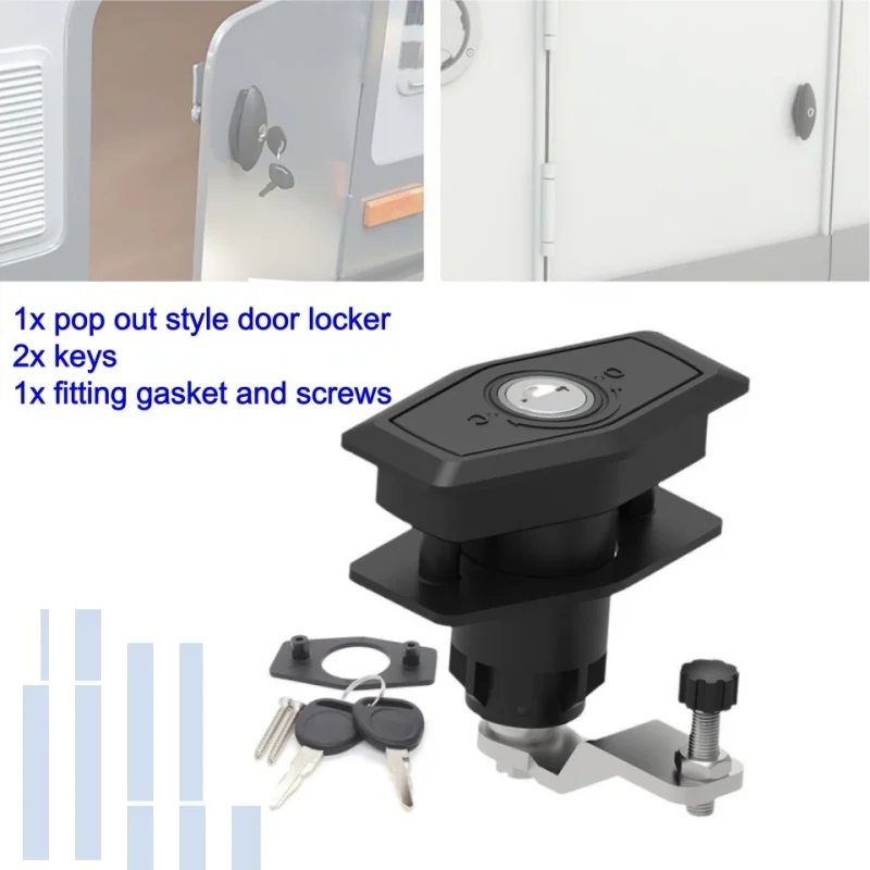 A Set Compartment Caravan Doors Locker PUSH POP Door Lock With 2keys For Swift Elldis Caravan Motorhome Accessories