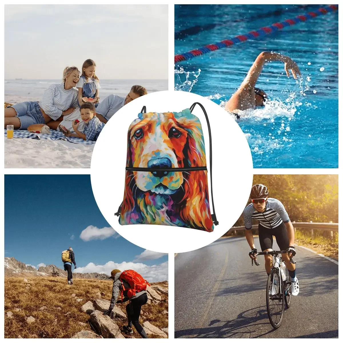 A Cocker Spaniel Portrait Backpacks Drawstring Bag Fashion Drawstring Bundle Pocket Storage Bags For Travel Sport Man Woman