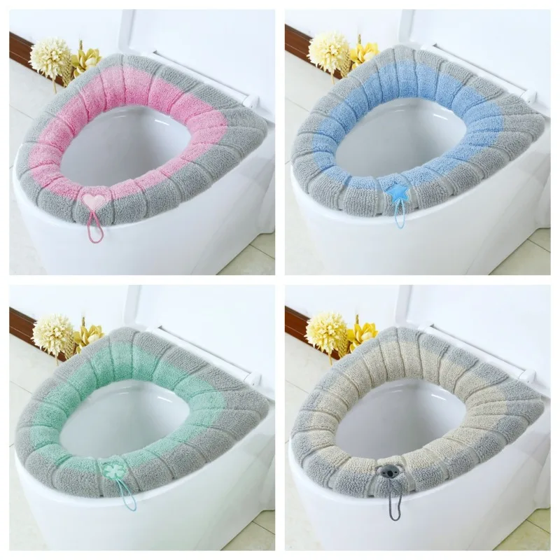 

5pcs WinterWarmth Toilet Seat Covers - Soft Thick Warm Cushion with Removable & Easy-Clean Design, Portable for Home, Dorms