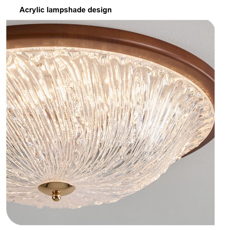 SANDYHA Retro Style Bedroom Ceiling Light Living Room Decoration LED Lamp Study Lighting Fixture Walnut Acrylic Lampshade Design