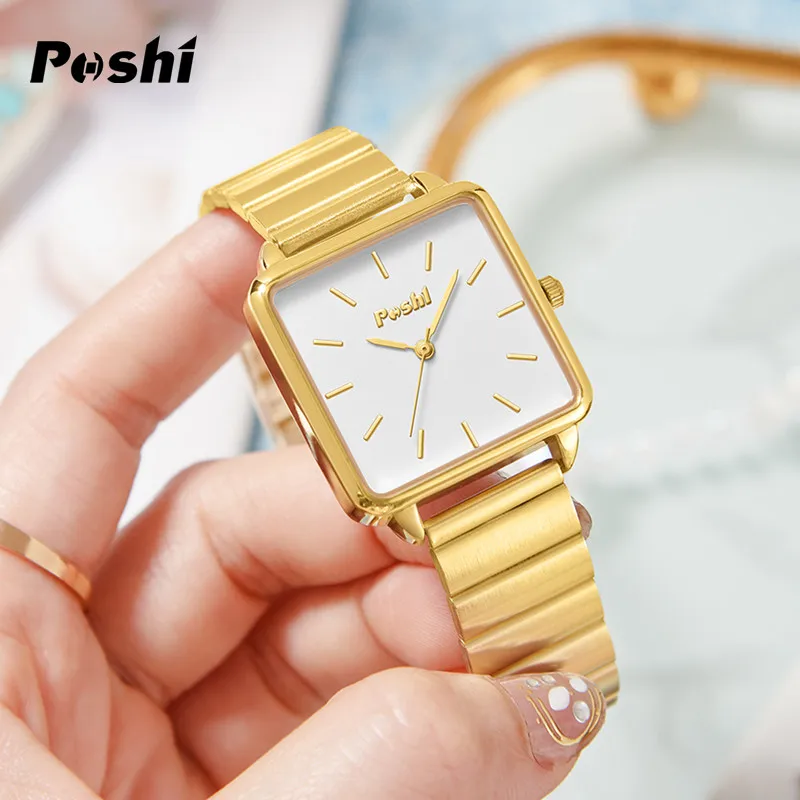 POSHI Quartz Watch for Women Waterproof Alloy Strap Women\'s Watches Casual Ladies Bracelet Original Brand Wristwatch reloj mujer