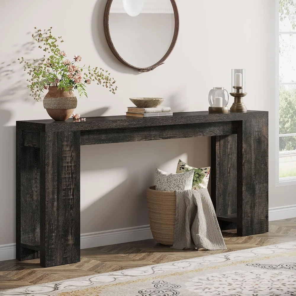 

70.9-Inch Extra Long Console Table, Farmhouse Wood Sofa Table Behind Couch, Narrow Entryway Accent Table for Living Room, Hallw