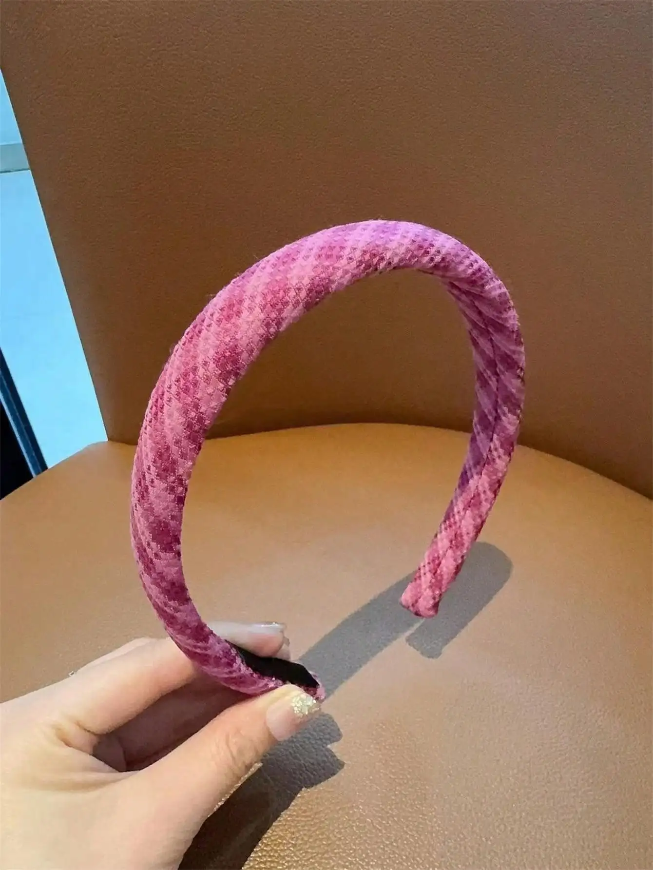 1 Juego de Busan Otoño e Invierno pequeña fragancia Waffle rosa banda para el cabello diadema de moda coreana 2024 nuevos accesorios para el cabello