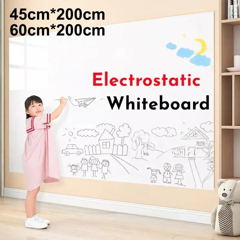 Electrostatic Adsorption Whiteboard Sticker 45x60CM Reusable Static Cling Easy To Install for Home Office School Walls