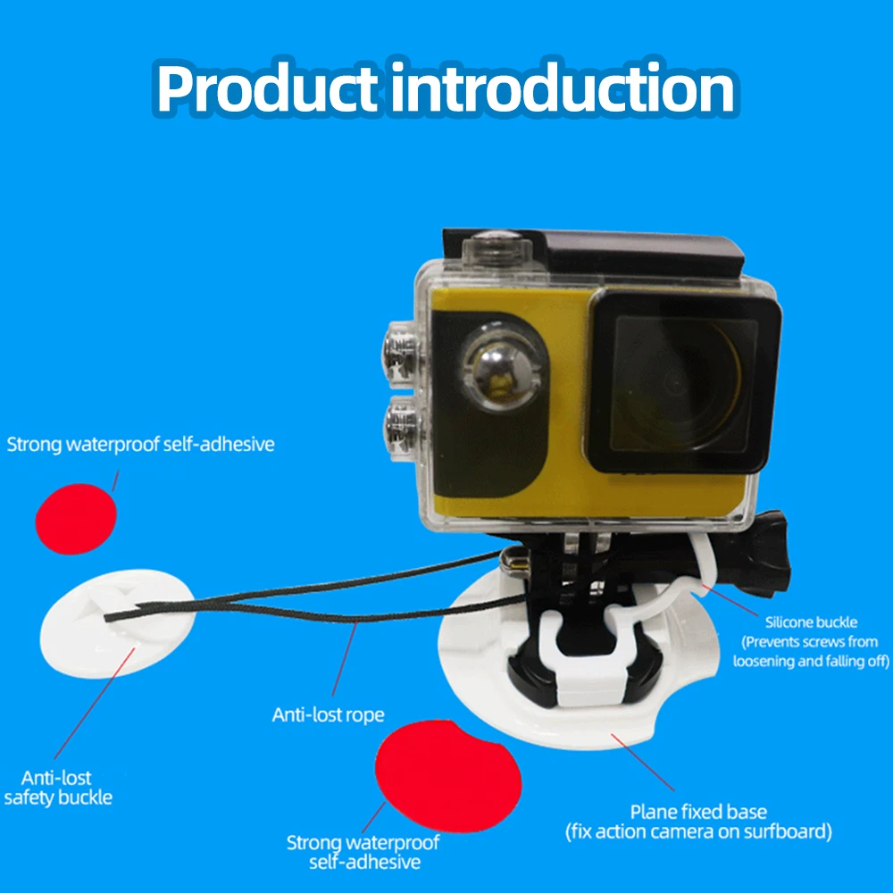 For GoPro Surfboard Surfing Mount For GoPro Hero 13 12 11 10 9 8 7 6 Insta360 X4 X3 X2 DJI Action 4 3 Action Camera Accessories