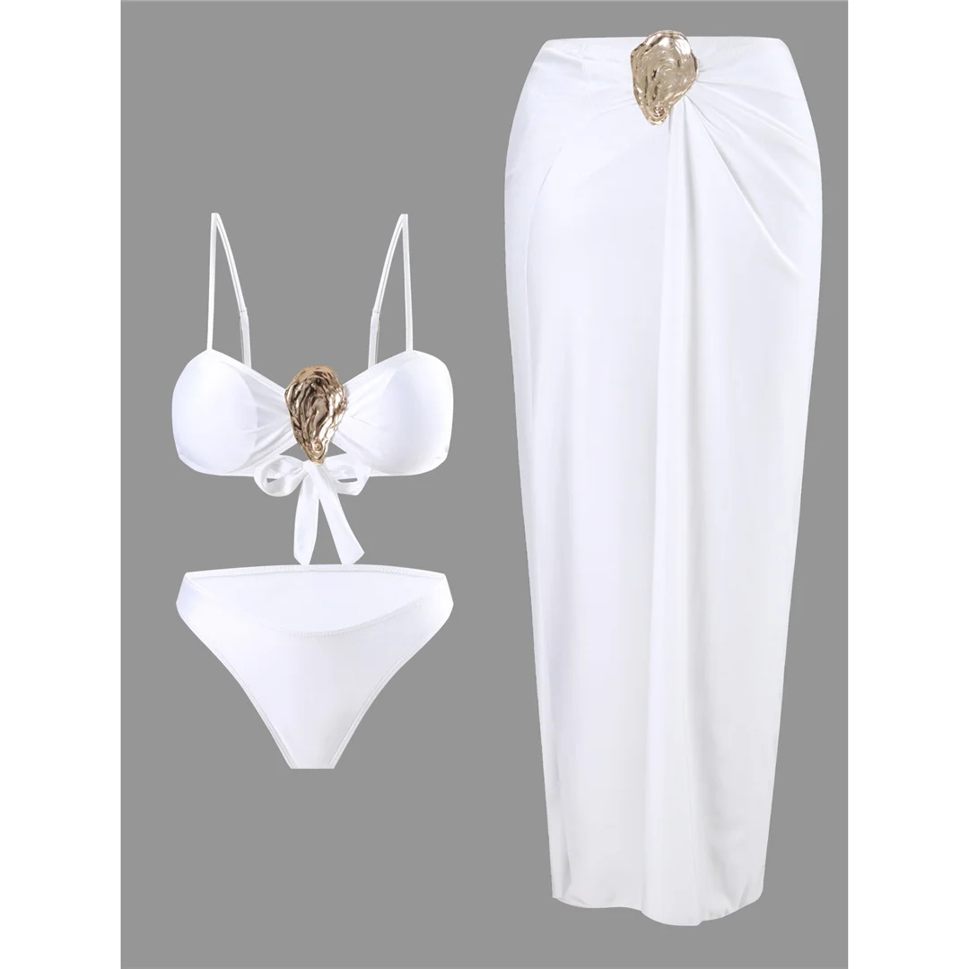 S - XL, mit Rock, brasilianischer Bikini, Damen-Badeanzug, dreiteiliges Bikini-Set, Damen-Badebekleidung, gepolsterter Badeanzug, Badeanzug, Schwimmbekleidung V6635 – Detail 2