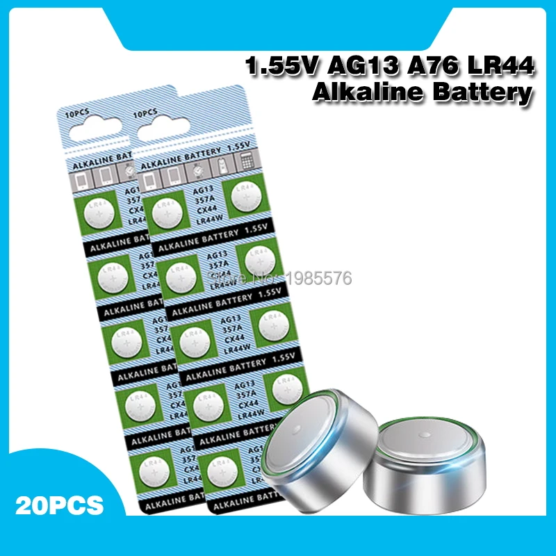 20 sztuk AG13 przycisk baterii 1.55V alkaliczna guzikowa bateria LR44 357A S76E G13 na zegarek elektroniczny pilot