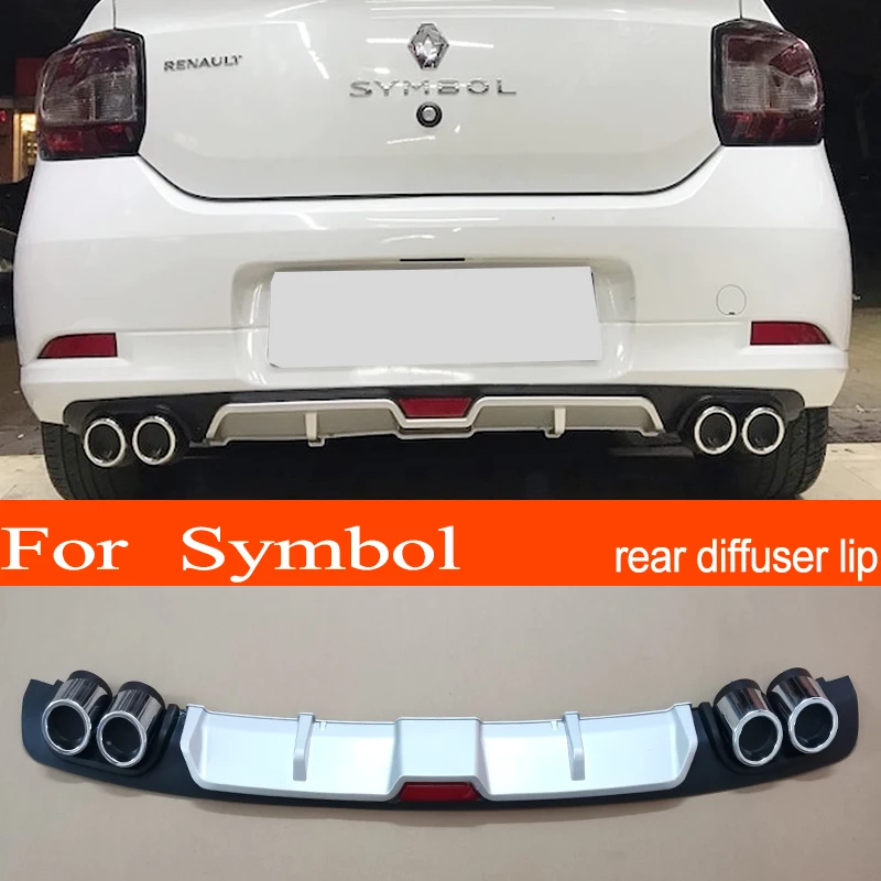 Renault Symbol ABS Plastic Silver / Black Car Rear Bumper Rear Diffuser Spoiler Lip for Renault Symbol