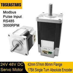 24V 48V DC Servo Motor Low Voltage Servo Motor 42mm 57mm 86mm Flange 0.1-1.4Nm 31W-440W 17Bit Encoder Pulse input RS485 3000rpm