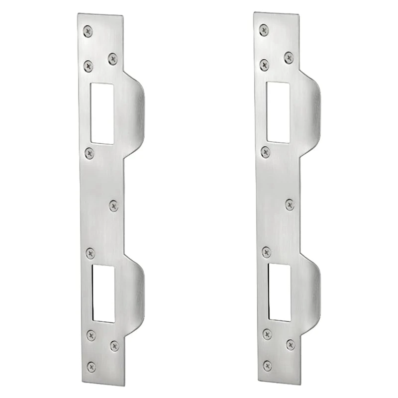 

Door Strike Plate Double Holes, Heavy-Duty Latch Reinforcement Plate For Door Handle And Deadbolt (2Pcs, Silver) Durable