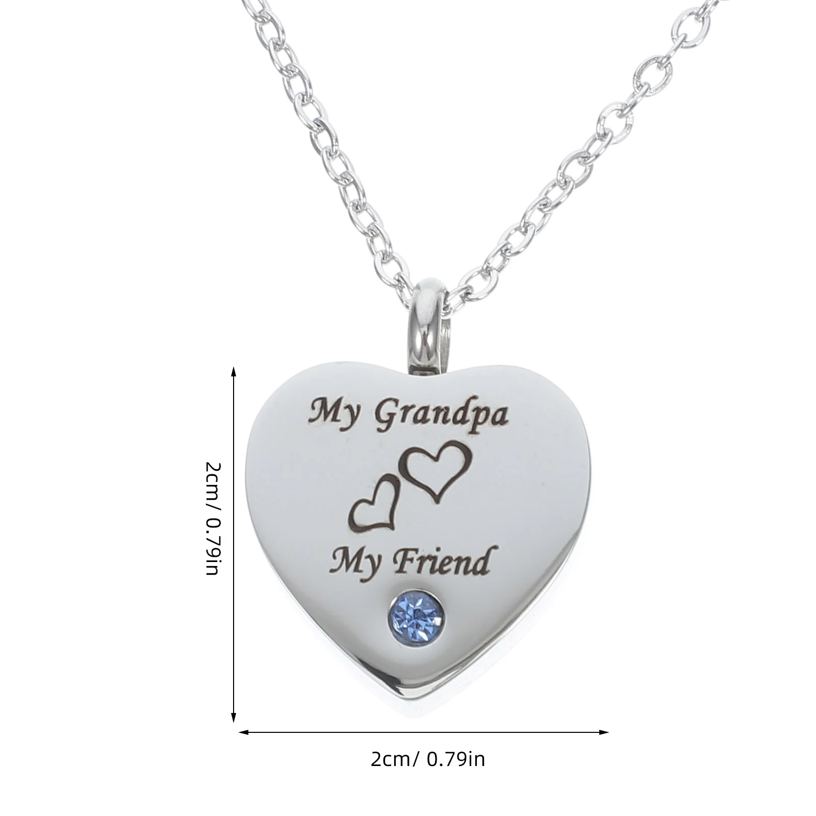 Heart Necklace Ashes Memorial Pendant Pet Keepsake Grandpa Urn Keepsakes for Silver Small