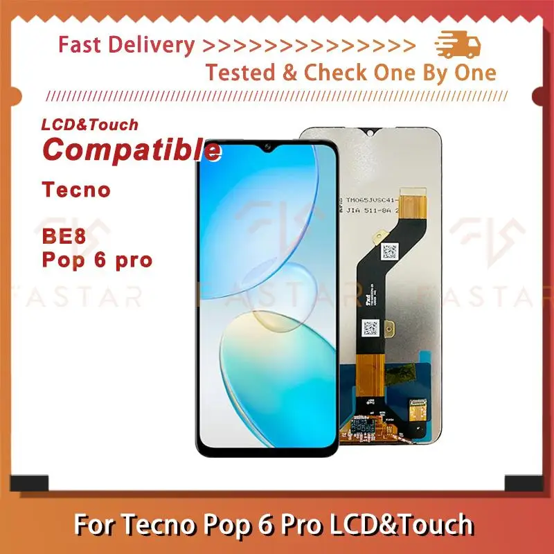 

BE8 6.56"Tested For Tecno pop6pro lcd BE8 LCD Display Touch Digitizer Assembly Replacement Screen pop 6 pro lcd