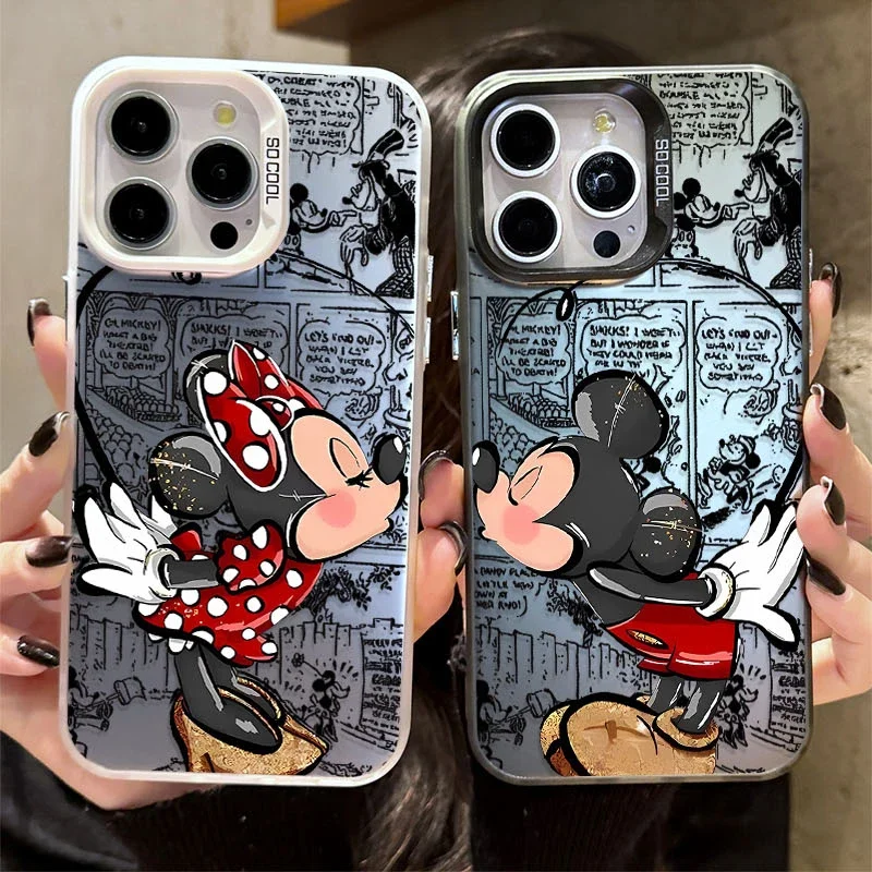 Disney Mickey Minnie Matte Hard Phone Case for iPhone 16 15 14 13 12 11 Pro Max XS X XR 8 7 Plus SE 2020 Shockproof Back Cover