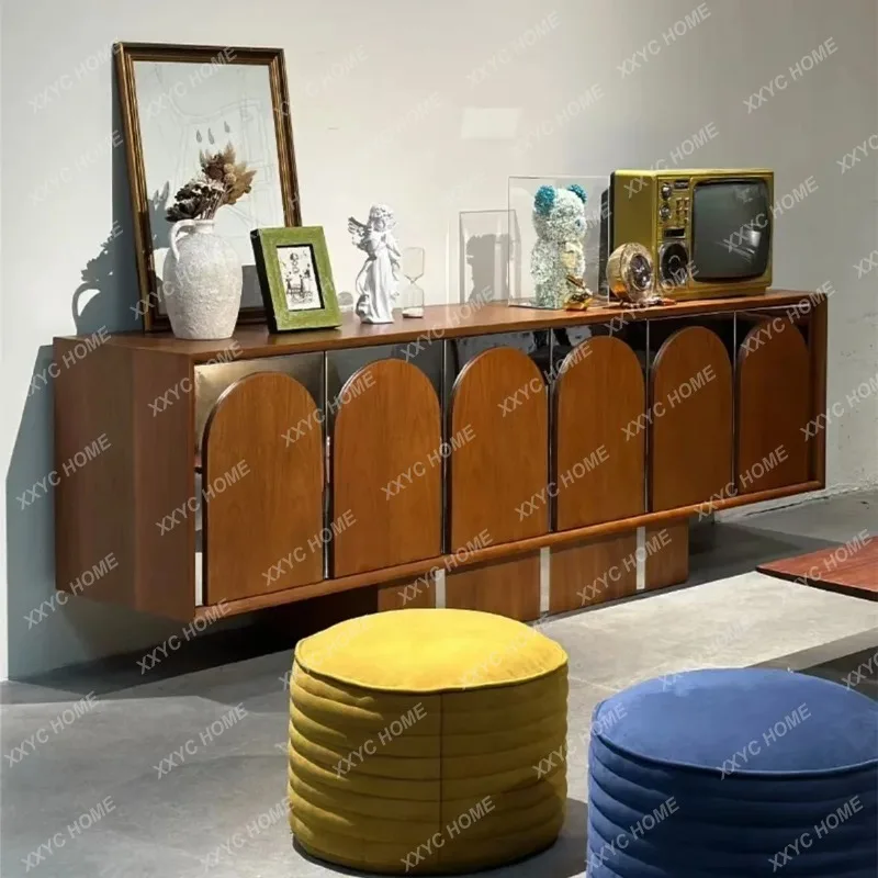 XXSimple Modern Creative Design Solid Wood Dongting Bridge Household Wall Side Cabinet Arch Locker