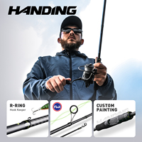 HANDING M1 Bass Fishing Rods Fuji O+A Guide Rings 24Ton Carbon Fiber Blanks Spinning Fishing Rod All-day Comfort Casting Rods